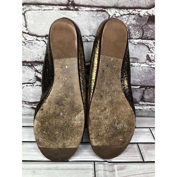 Lanvin Paris Gold Metallic Leather Snake Skin Print Ballet Flats Women Sz 39EU/8 - Picture 15 of 16